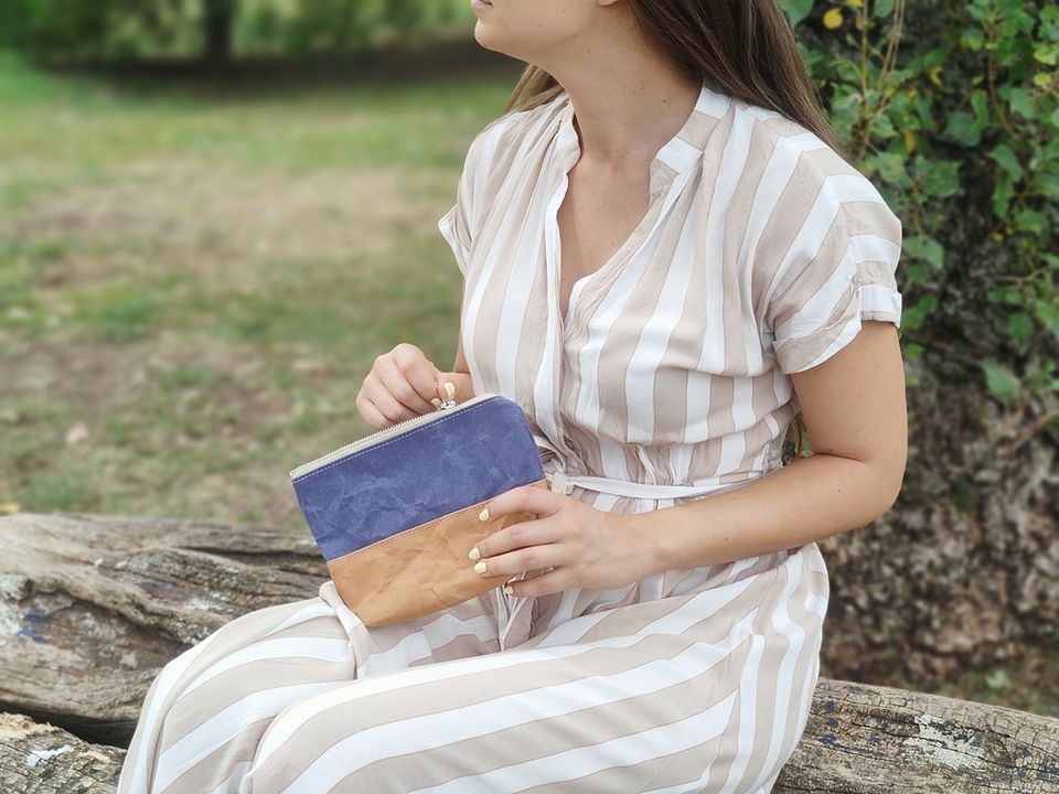 Travel / Beauty Pouch | Blue & Brown