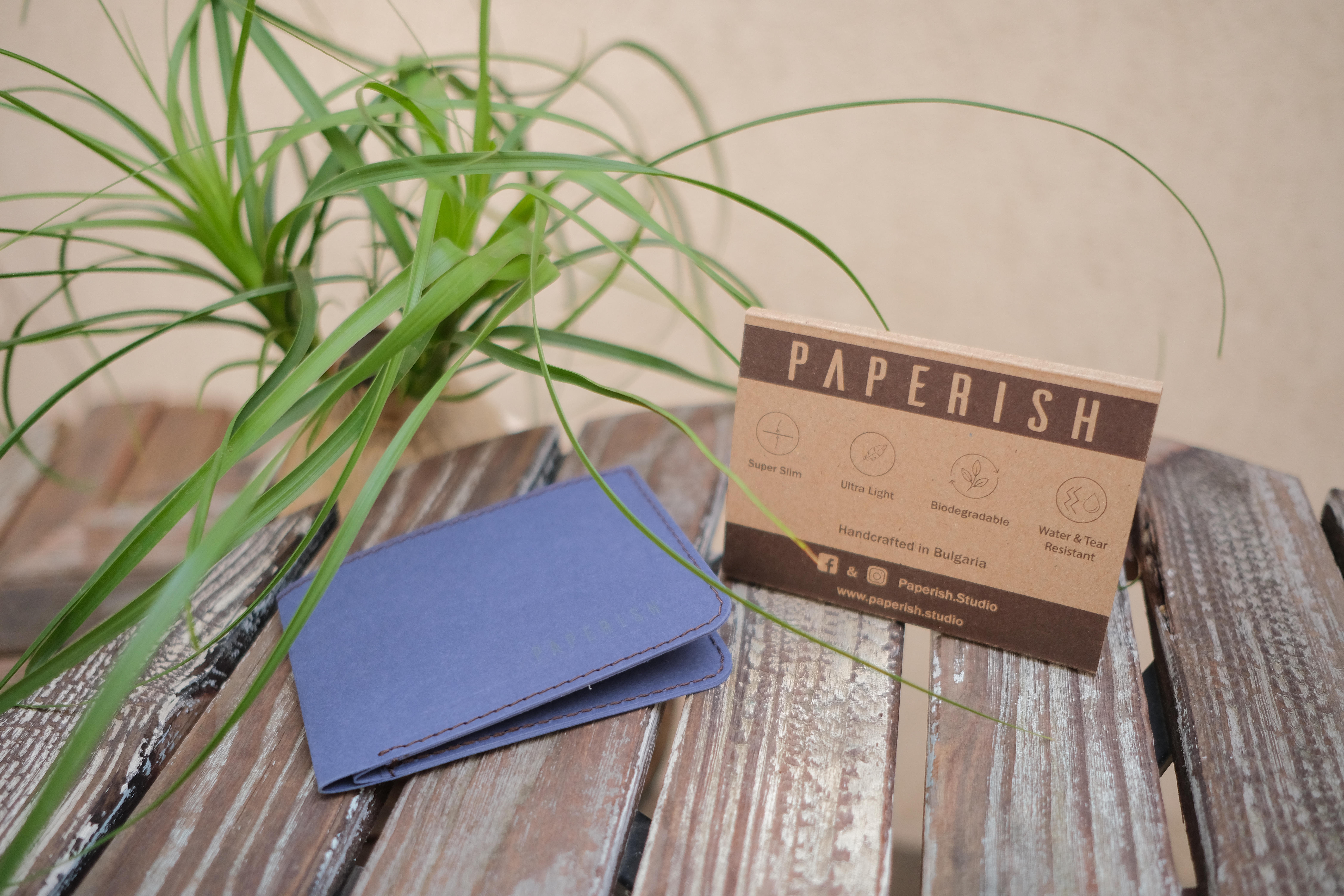 Classic Wallet | Blue &amp; Brown next to BOX.JPG