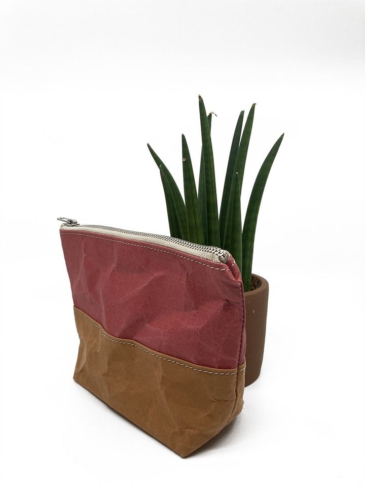 Travel / Beauty Pouch | Red &amp; Brown